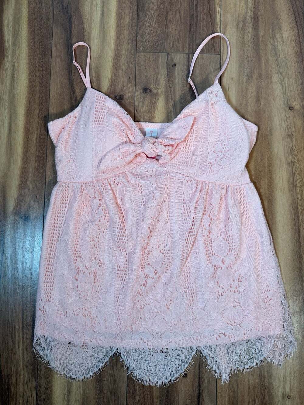 No Boundaries Lace Cami Size S/CH (3-5) Pink Tie Front